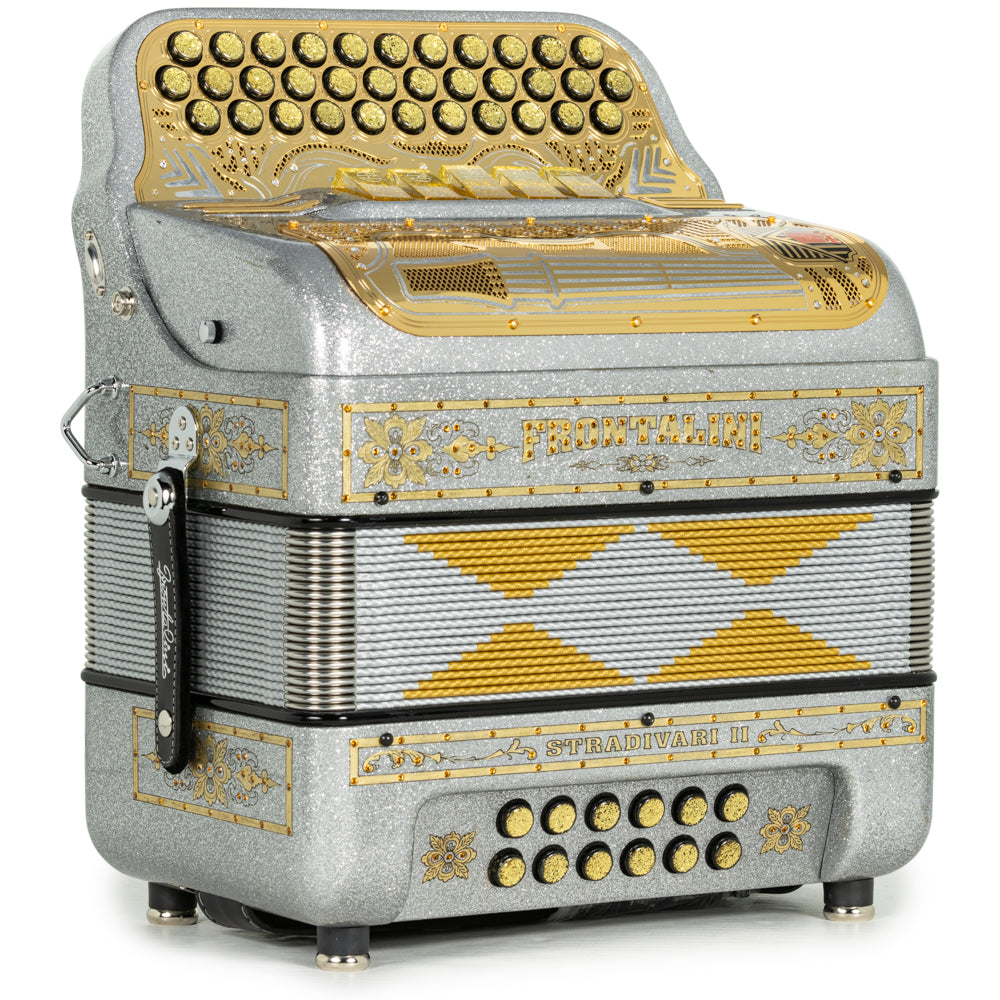 Frontalini Stradivari II 5 Switch FBE Accordion in Silver Glitter and Gold